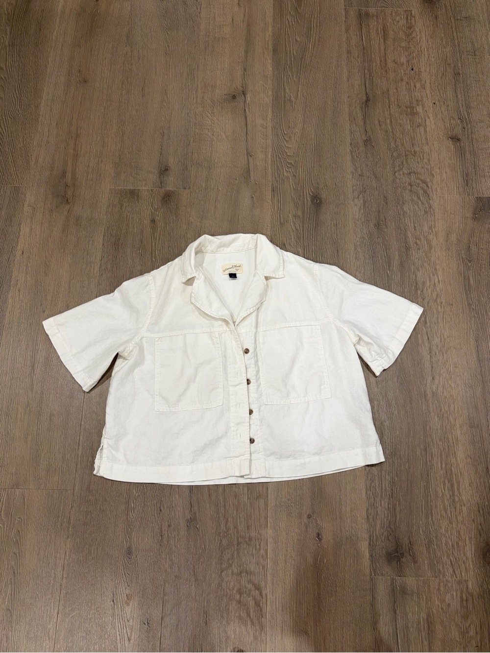 Universal Thread Cream Short-Sleeve Button Front Kids Shirt